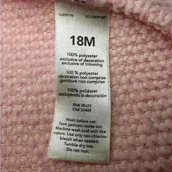 Toddler Girls Carters Fall/Winter Fleece Vest Pink Size 18M - Picture 7 of 8